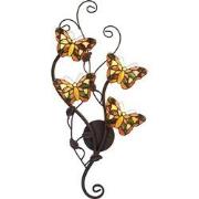 LumiLamp Wandlamp Tiffany  32x68 cm Geel Bruin Metaal Glas Vlinder Muu...