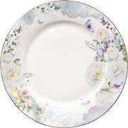 Clayre & Eef Dinerbord  Ø 26 cm Wit Blauw Porselein Rond Bloemen Eetbo...
