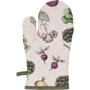 Clayre & Eef Ovenwant  16x30 cm Beige Groen Katoen Groenten Ovenhandsc...