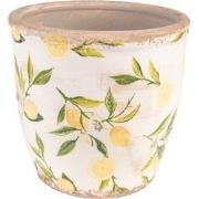 Clayre & Eef Bloempot  Ø 17x16 cm Geel Keramiek Citroen Bloempot binne...