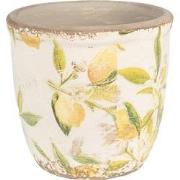 Clayre & Eef Bloempot  Ø 14x13 cm Geel Keramiek Citroen Bloempot binne...