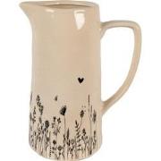 Clayre & Eef Decoratie Kan  21x14x26 cm Beige Zwart Keramiek Waterkan