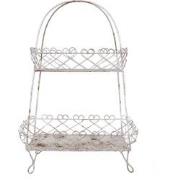 Clayre & Eef Etagère 2 laags 47x24x66 cm Wit Bruin IJzer