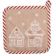 Clayre & Eef Pannenlap 20x20 cm Bruin Katoen Gingerbread house