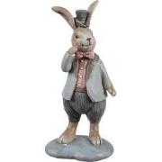 Clayre & Eef Decoratie Beeld Konijn 13 cm Beige Blauw Kunststof