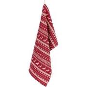 Clayre & Eef Theedoek  50x85 cm Rood Beige Katoen Rechthoek Kerst Vaat...