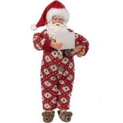 Clayre & Eef Beeld Kerstman 28 cm Rood Textiel op kunststof Beeld Kers...