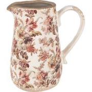 Clayre & Eef Decoratie Kan  16x12x18 cm Beige Roze Keramiek Bloemen Sc...