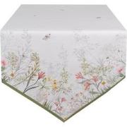 Clayre & Eef Tafelloper  50x160 cm Wit Katoen Bloemen