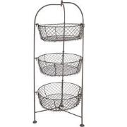 Clayre & Eef Mandenrek  Ø 28x80 cm Bruin Ijzer Rond Keuken Mandjes
