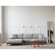 Moderne Hoekbank Links Eti Stof Grijs - Zwart Houten Frame