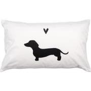 Clayre & Eef Kussenhoes 30x50 cm Wit Zwart Polyester Teckel