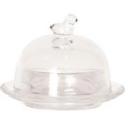 Clayre & Eef Botervloot  Ø 9x7 cm Glas Rond Vogel Boterschaal