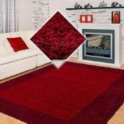 Tapijtenloods Basic Shaggy Kader vloerkleed Rood Hoogpolig- 120x170 CM