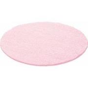 Tapijtenloods Basic Rond Shaggy vloerkleed Roze Hoogpolig- 80 CM ROND