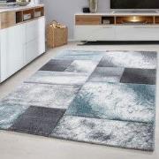 Hawaii Modern Vloerkleed Blauw / Grijs - Laagpolig Tapijt- 80x300 CM