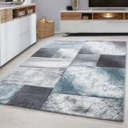 Hawaii Modern Vloerkleed Blauw / Grijs - Laagpolig Tapijt- 80x150 CM