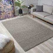 Loca Shaggy Vloerkleed – Modern Uni Effen – Lichtgrijs Hoogpolig & Zac...