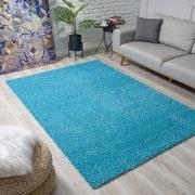 Loca Shaggy Vloerkleed – Modern Uni Effen – Turquoise Blauw Hoogpolig ...