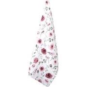 Clayre & Eef Theedoek  50x70 cm Wit Roze Katoen Rechthoek Rozen Vaatdo...