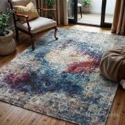 Tapijtenloods Picasso Heriz Vintage Vloerkleed Multi / Blauw Laagpolig...
