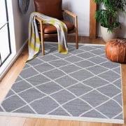 Boho Kelim Dubbelzijdig Wasbaar Vloerkleed Grijs Creme- 60x180 CM