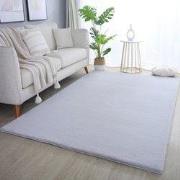 Pouffy Fluffy  - Hoogpolig Vloerkleed - Uni Kleur - Zilver - Woonkamer...