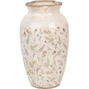 Clayre & Eef Vaas Ø 21x37 cm Beige Roze Keramiek Bloemen