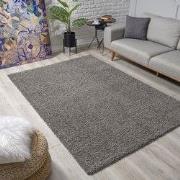 Loca Shaggy Vloerkleed – Modern Uni Effen – Grijs Hoogpolig & Zacht- 3...