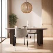 Ovale Eettafel Noa 200 x 90cm, kleur bruin notenhout