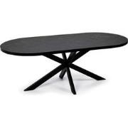 Stalux Plat ovale eettafel 'Noud' 240 x 100, kleur zwart / zwart marme...
