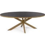 Stalux Ovale eettafel 'Mees' 180 x 100cm, kleur goud / zwart marmer
