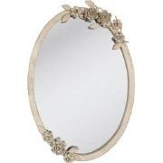 Clayre & Eef Spiegel  35x51 cm Beige Glas Rond Bloemen Grote Spiegel