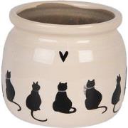 Clayre & Eef Bloempot Ø 16x13 cm Beige Keramiek Katten
