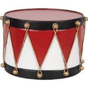 Clayre & Eef Kerstdecoratie Trommel 27x27x17 Rood Wit Metaal