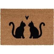 Clayre & Eef Deurmat 60x40 cm Bruin Kokosvezel PVC Katten