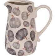 Clayre & Eef Decoratie Kan 16x12x18 cm Beige Grijs Keramiek Pompoen