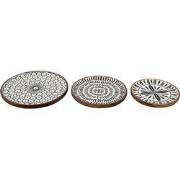 Clayre & Eef Serveerschalen Set van 3  Ø 28 Ø 23 Ø 20 cm Zwart Wit Hou...