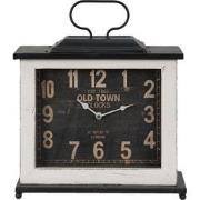 Clayre & Eef Tafelklok  36x10x32 cm Zwart Wit Hout Ijzer Old town Tafe...