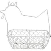 Clayre & Eef Eiermand  27 cm Wit Ijzer Kip Keuken Mandjes