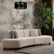 Hoekbank Beige gemêleerde stof organisch Pars - XXXL 300 cm