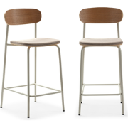 Set van 2 krukken in stof met zwarte metalen poten H66 cm - ADRIANA
