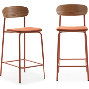 Set van 2 krukken in stof met zwarte metalen poten H66 cm - ADRIANA