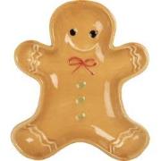 Clayre & Eef Decoratie schaal Gingerbread man 14x16x2 cm Bruin Keramie...