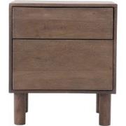 Nachtkastje Bruin Mangohout - 50x38x57cm - 2 Lades - Liana