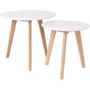Housecraft Living Bodine Bijzettafel Rond Hout Wit - Set van 2