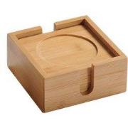 6 Delige Vierkante Onderzetters Set - FSC® Bamboe - Incl Onderzetter H...
