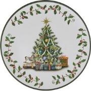 Clayre & Eef Onderbord  Ø 33 cm Groen Wit Kunststof Rond Kerstboom Kaa...