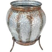 Clayre & Eef Vaas  Ø 24x38 cm Grijs Bruin Ijzer Decoratie Vaas