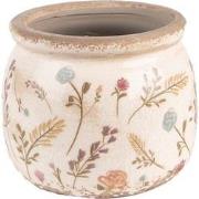 Clayre & Eef Bloempot  Ø 12x9 cm Roze Beige Keramiek Bloemen Bloempot ...